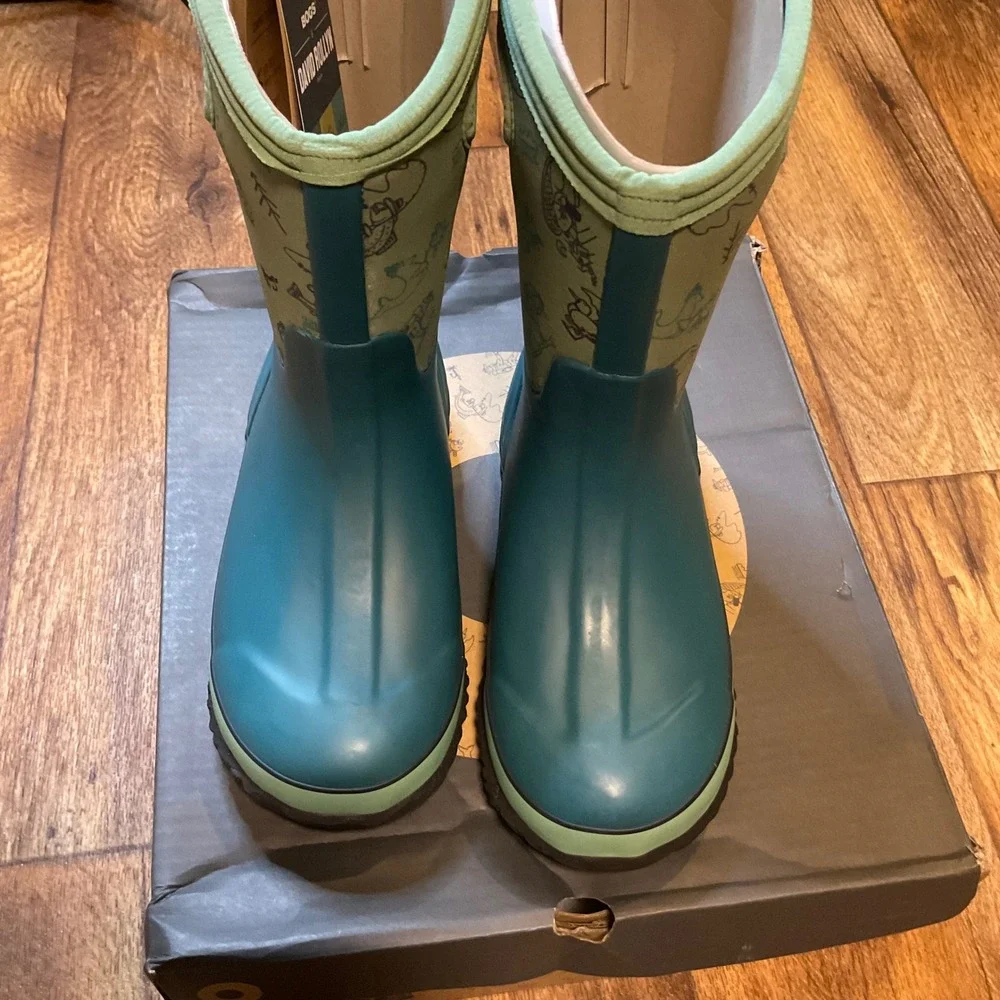 Bogs Boots Size Youth 5 Classic Davi Rollyn 72498 Insulated Rain Teal Snow New